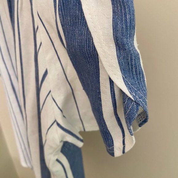 Blue and White Stripe Off the Shoulder Top - Picture 4 of 4